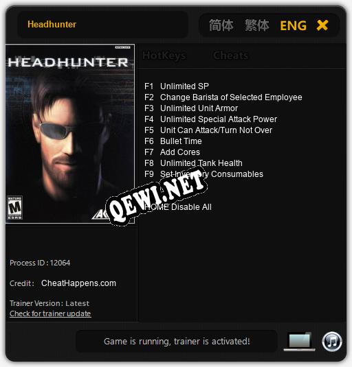 Headhunter: Трейнер +9 [v1.2]