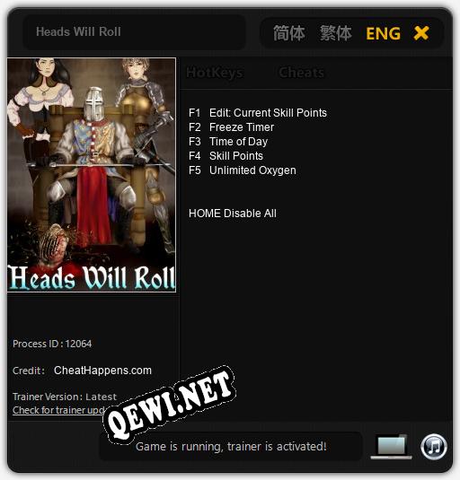 Трейнер для Heads Will Roll [v1.0.6]