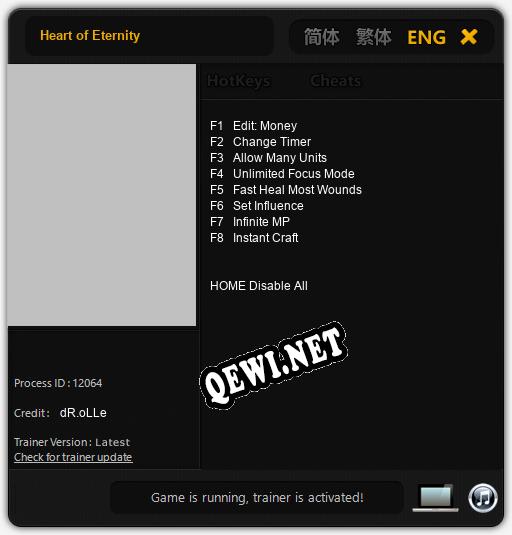 Heart of Eternity: ТРЕЙНЕР И ЧИТЫ (V1.0.31)