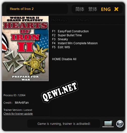 Трейнер для Hearts of Iron 2 [v1.0.1]