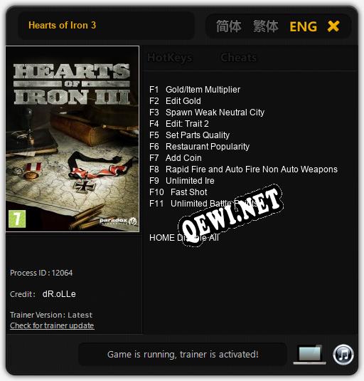 Hearts of Iron 3: ТРЕЙНЕР И ЧИТЫ (V1.0.65)