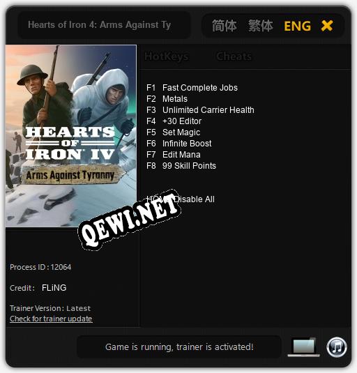 Hearts of Iron 4: Arms Against Tyranny: ТРЕЙНЕР И ЧИТЫ (V1.0.96)