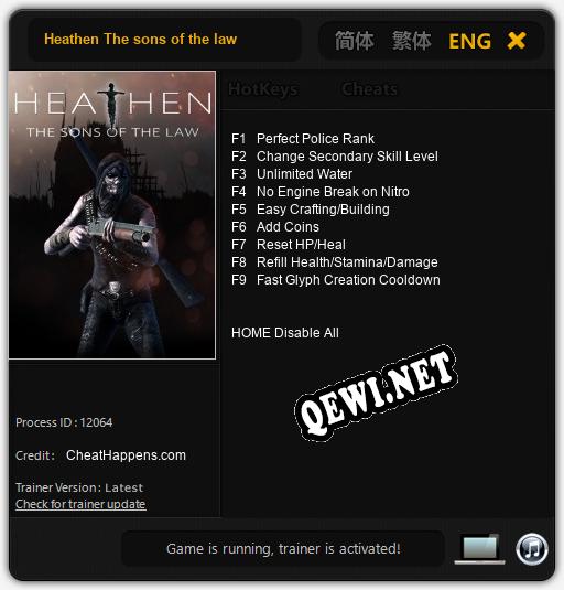 Heathen The sons of the law: Трейнер +9 [v1.4]