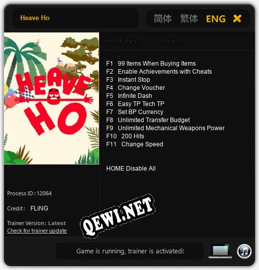 Heave Ho: Трейнер +11 [v1.3]