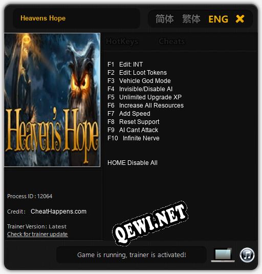 Heavens Hope: ТРЕЙНЕР И ЧИТЫ (V1.0.45)