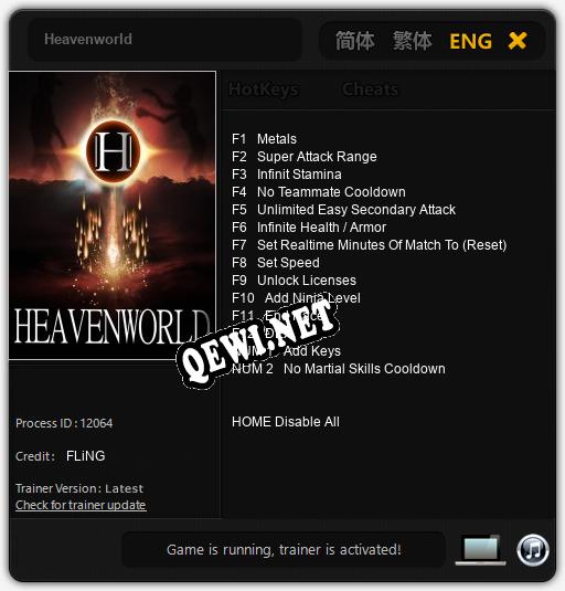 Heavenworld: Читы, Трейнер +14 [FLiNG]