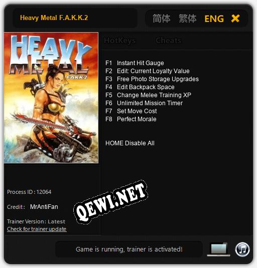 Трейнер для Heavy Metal F.A.K.K.2 [v1.0.5]