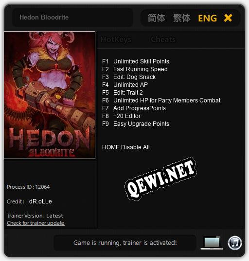 Hedon Bloodrite: ТРЕЙНЕР И ЧИТЫ (V1.0.56)