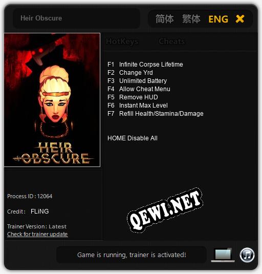 Heir Obscure: Читы, Трейнер +7 [FLiNG]