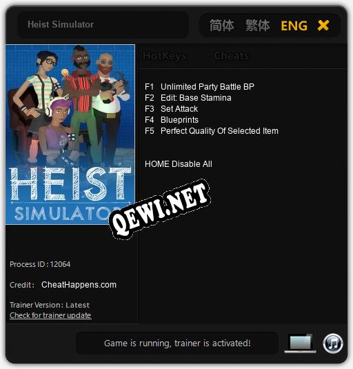 Heist Simulator: Трейнер +5 [v1.2]