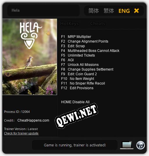 Hela: Читы, Трейнер +12 [CheatHappens.com]