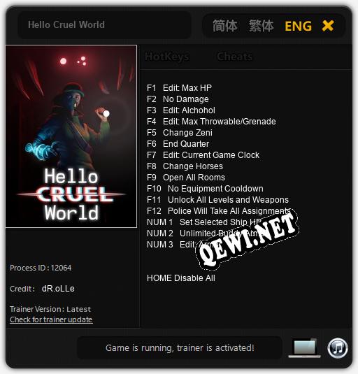 Hello Cruel World: Трейнер +15 [v1.1]