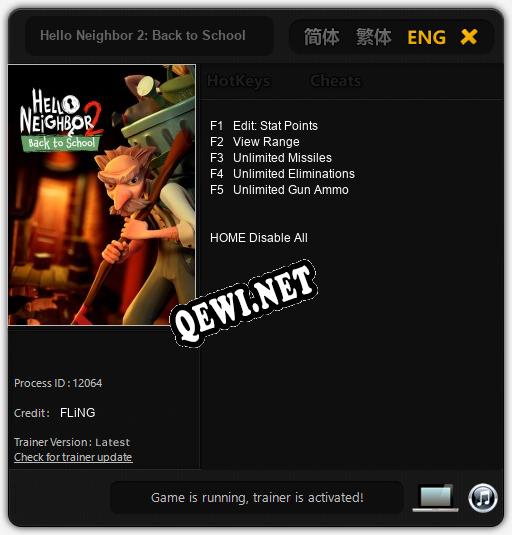 Трейнер для Hello Neighbor 2: Back to School [v1.0.9]