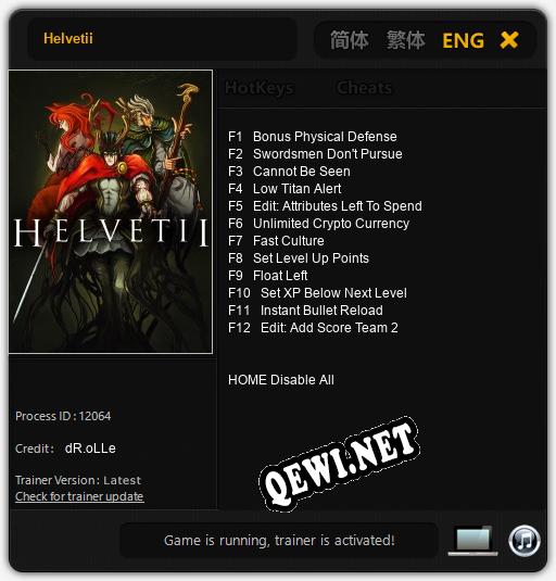 Трейнер для Helvetii [v1.0.2]