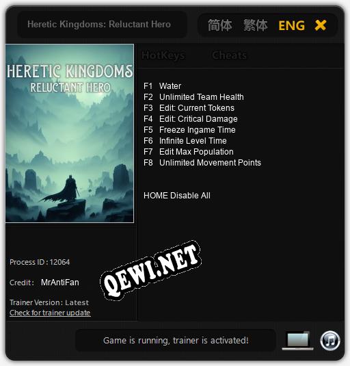 Heretic Kingdoms: Reluctant Hero: Трейнер +8 [v1.3]