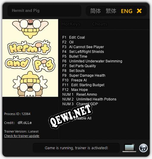 Трейнер для Hermit and Pig [v1.0.5]