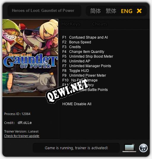 Трейнер для Heroes of Loot: Gauntlet of Power [v1.0.9]
