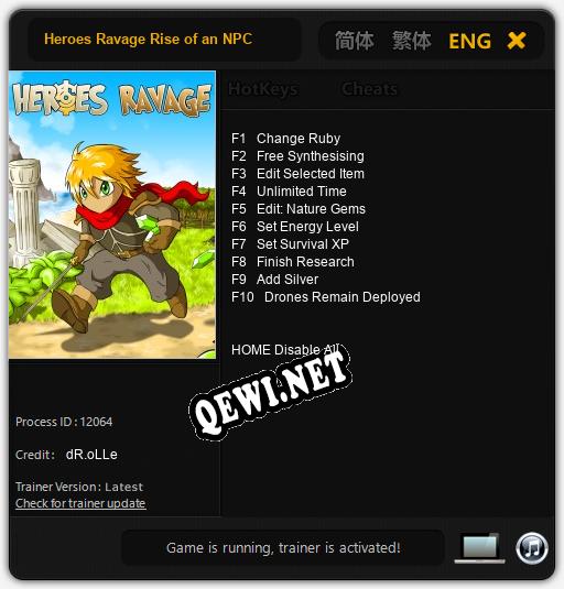 Heroes Ravage Rise of an NPC: ТРЕЙНЕР И ЧИТЫ (V1.0.40)