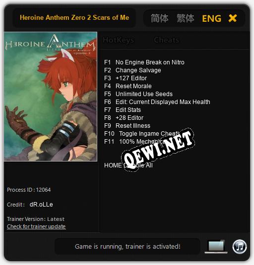 Heroine Anthem Zero 2 Scars of Memories: Читы, Трейнер +11 [dR.oLLe]