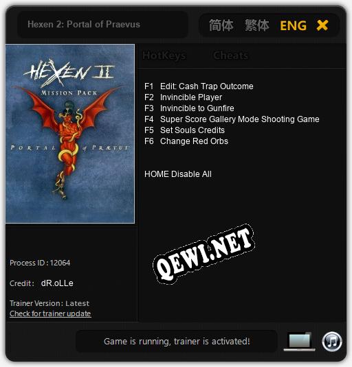 Hexen 2: Portal of Praevus: Трейнер +6 [v1.7]