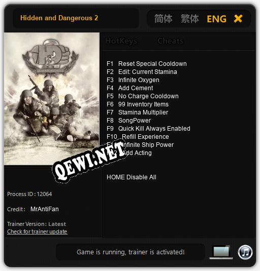 Трейнер для Hidden and Dangerous 2 [v1.0.6]