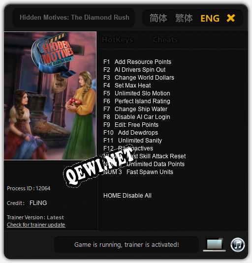 Hidden Motives: The Diamond Rush: Читы, Трейнер +15 [FLiNG]