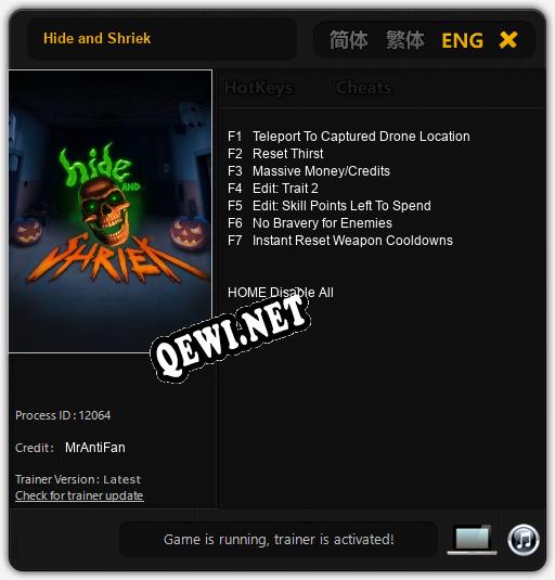 Hide and Shriek: Читы, Трейнер +7 [MrAntiFan]