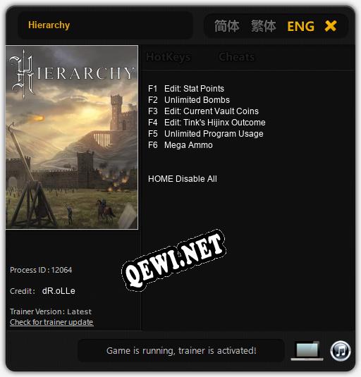 Трейнер для Hierarchy [v1.0.1]