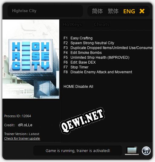 Highrise City: Трейнер +8 [v1.4]