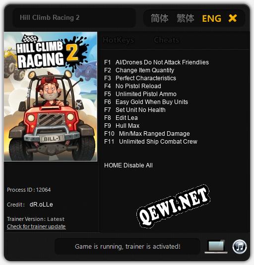 Трейнер для Hill Climb Racing 2 [v1.0.2]