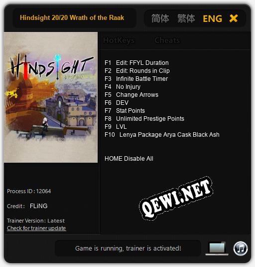 Трейнер для Hindsight 20/20 Wrath of the Raakshasa [v1.0.3]