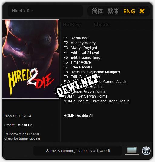 Hired 2 Die: Трейнер +14 [v1.3]