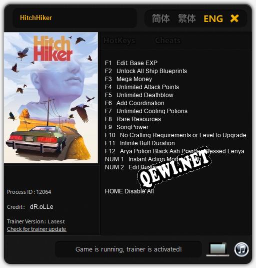 HitchHiker: Читы, Трейнер +14 [dR.oLLe]