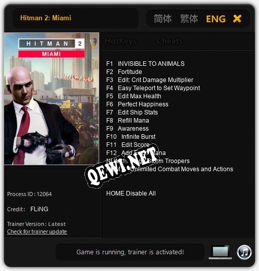 Трейнер для Hitman 2: Miami [v1.0.2]