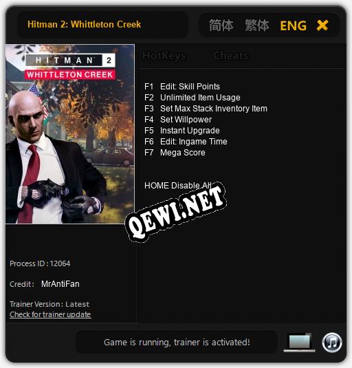 Трейнер для Hitman 2: Whittleton Creek [v1.0.8]