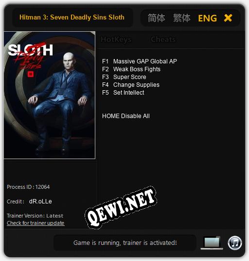 Hitman 3: Seven Deadly Sins Sloth: ТРЕЙНЕР И ЧИТЫ (V1.0.38)