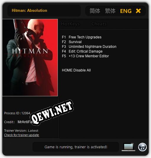 Hitman: Absolution: Трейнер +5 [v1.9]