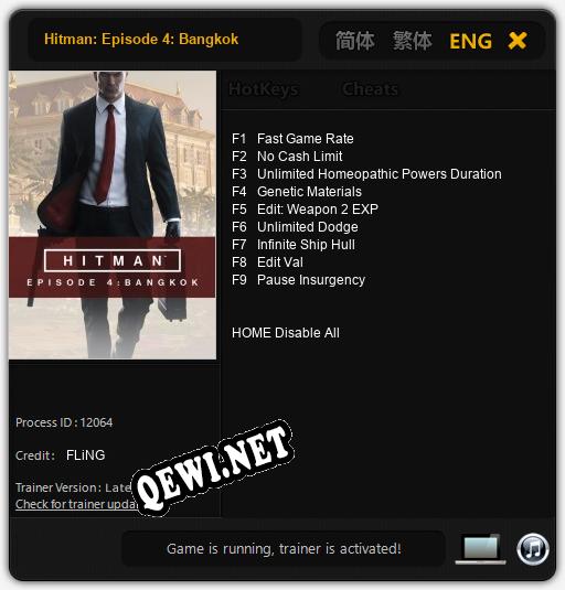 Hitman: Episode 4: Bangkok: ТРЕЙНЕР И ЧИТЫ (V1.0.46)