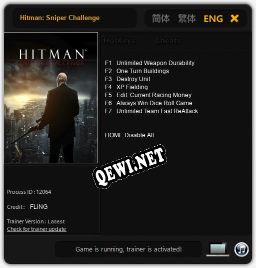 Hitman: Sniper Challenge: Читы, Трейнер +7 [FLiNG]