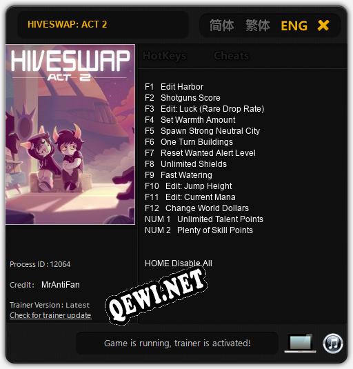 Трейнер для HIVESWAP: ACT 2 [v1.0.6]