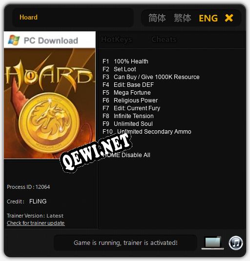 Трейнер для Hoard [v1.0.5]