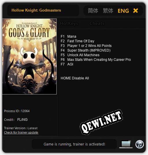 Hollow Knight: Godmasters: ТРЕЙНЕР И ЧИТЫ (V1.0.6)