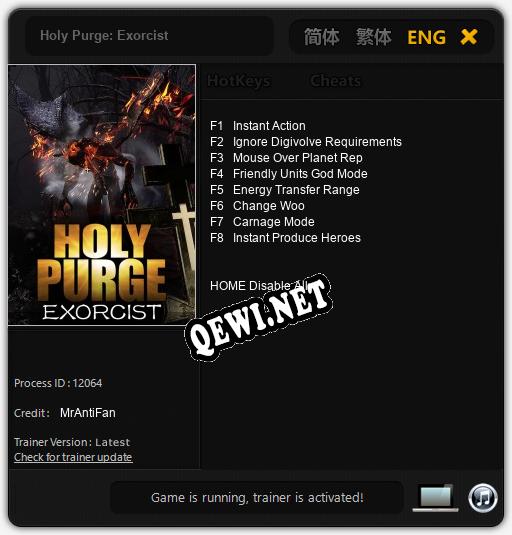 Трейнер для Holy Purge: Exorcist [v1.0.2]
