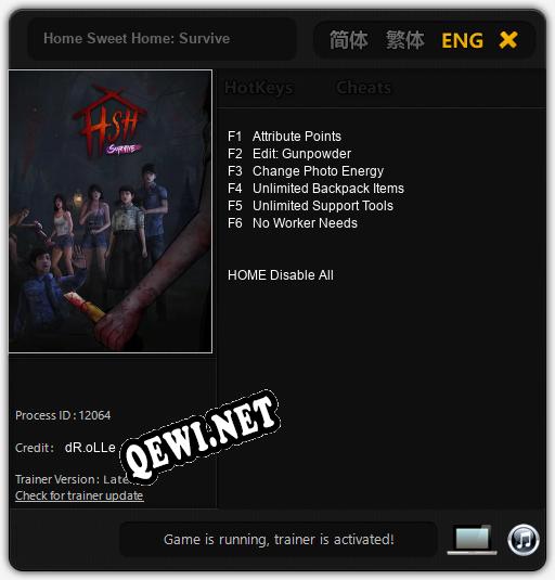 Home Sweet Home: Survive: ТРЕЙНЕР И ЧИТЫ (V1.0.53)