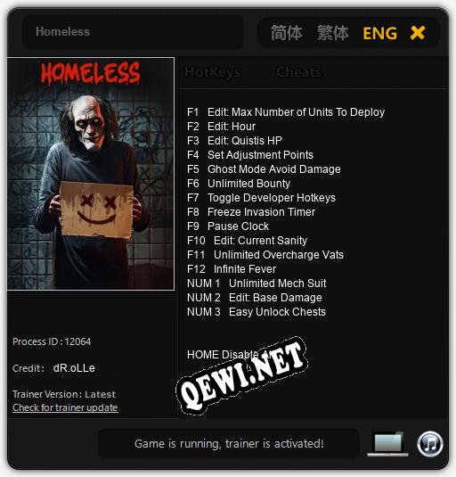 Homeless: ТРЕЙНЕР И ЧИТЫ (V1.0.20)