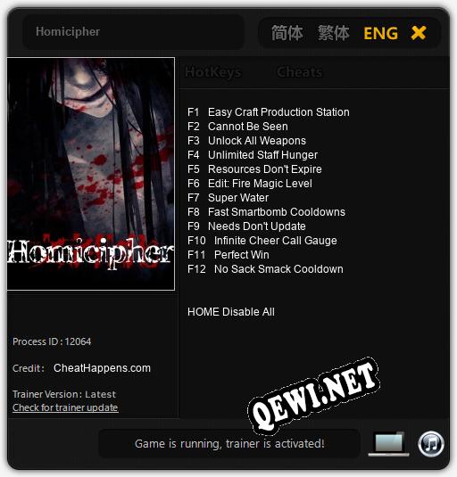 Homicipher: ТРЕЙНЕР И ЧИТЫ (V1.0.31)