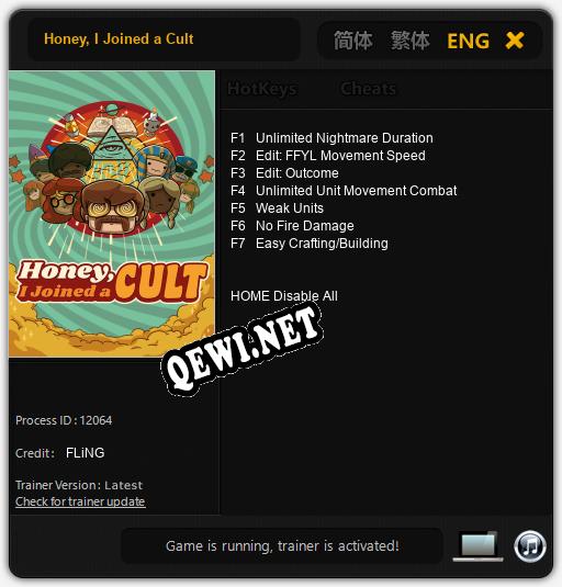 Honey, I Joined a Cult: Трейнер +7 [v1.3]