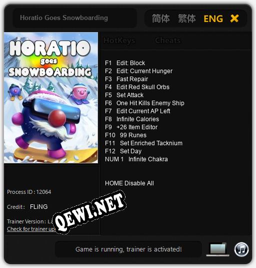 Horatio Goes Snowboarding: Трейнер +13 [v1.9]