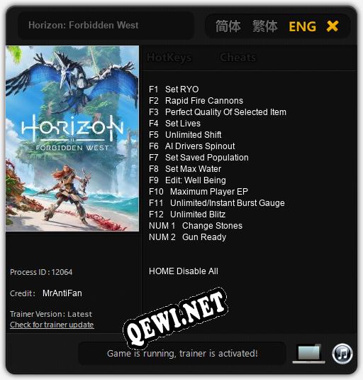 Трейнер для Horizon: Forbidden West [v1.0.9]