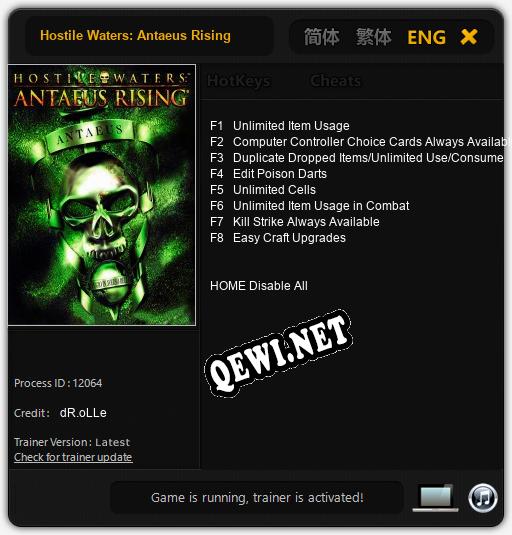 Hostile Waters: Antaeus Rising: Трейнер +8 [v1.2]
